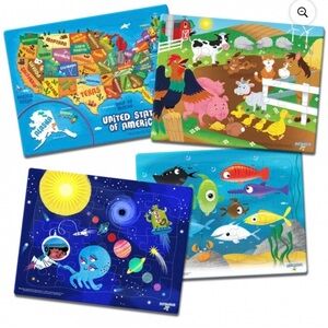 PlayMonster 4-Pack Jigsaw Puzzles Assortment for Children Ages 3+